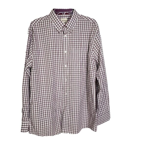 Samuel Windsor Mens Shirt Large Wine Plaid Cotton Button Up Long Sleeve Pocket - Picture 1 of 10
